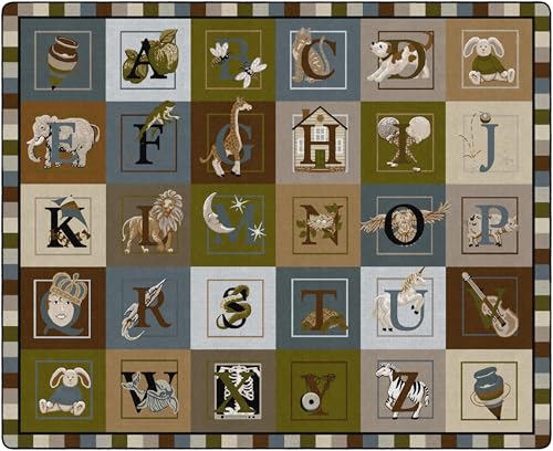 Flagship Carpets ABC Letter Blocks Area Rug for Children's Classroom Floor Mat, Play Room Carpet and General Educational Activities, 10'6
