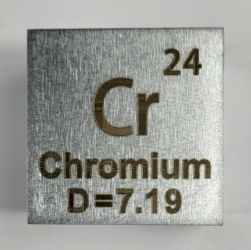 Image of 1.5 inch 38.1mm Chromium Metal Cube Cr up to 99.9% Pure Periodic Table Element Engraved Density Collection Science Education Display Block Cube + Acrylic Case Box - 1PC