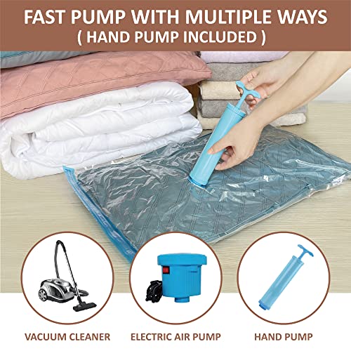 Image of Roomimaster Vacuum Storage Bags,10 Small Space Saver Bags Vacuum Seal /Sealer Bags With Pump For Clothes,Comforters,Blankets,Bedding,Pa+Polyethylene,White