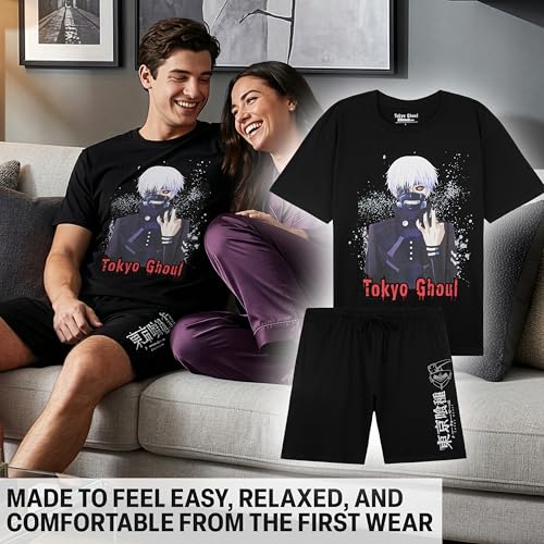 Image of Get Trend Death Note | Attack on Titan | Tokyo Ghoul Mens Pajama Set, Soft Summer PJs, Sleepwear Anime Sleep Set with Pockets