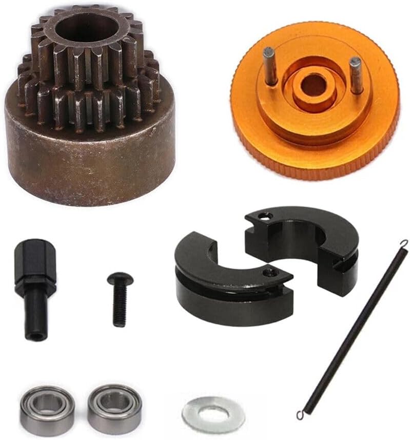 Integy 1/10 Nitro Gold Black Flywheel & 2-Speed Clutch Bell Set for RC Cars