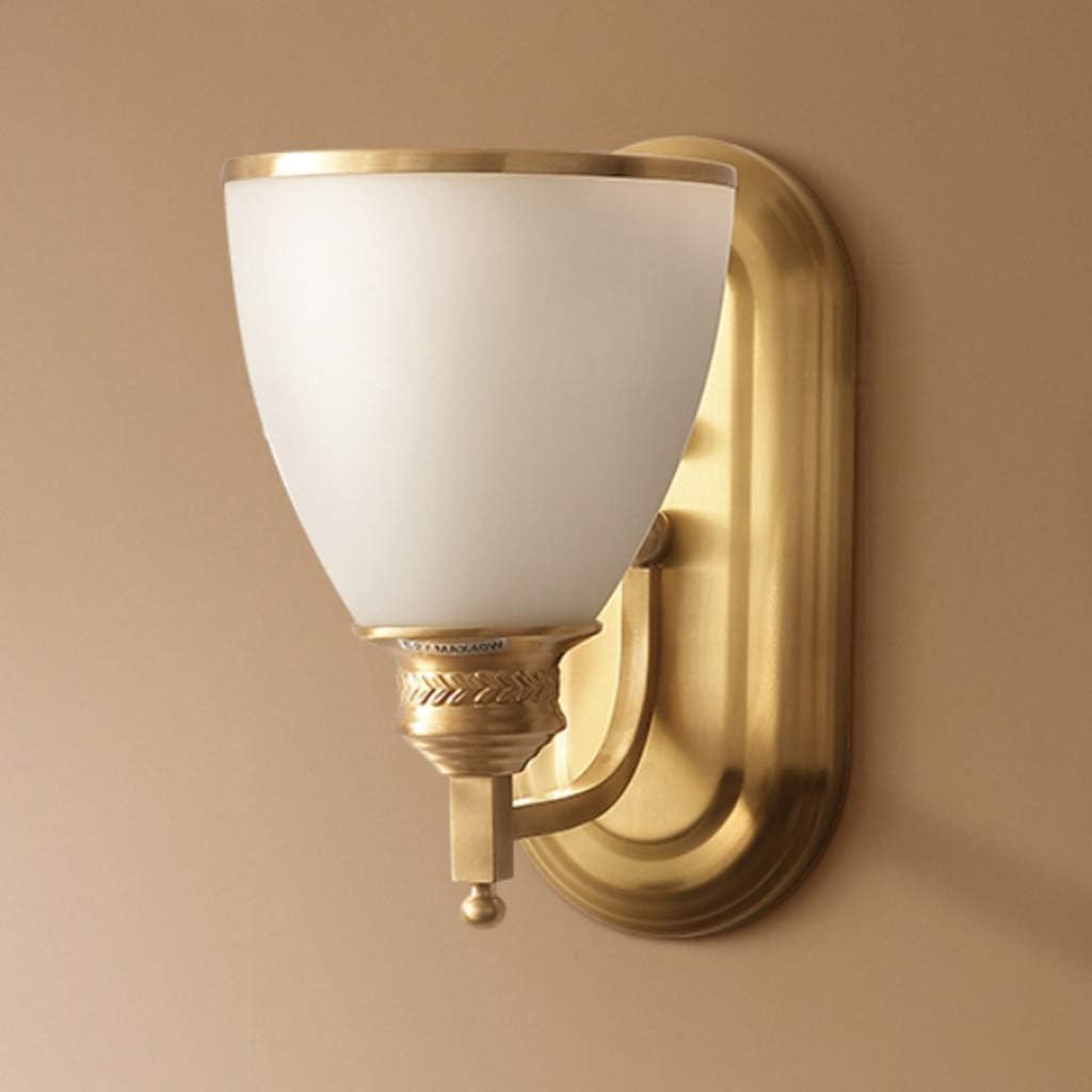 YNIYUJKL Wall Lamp, Copper Wall Lamp, Bedroom Bedside Wall Lamp With Glass Lampshade On One Head, Aisle Staircase Lamp Wall Lamp