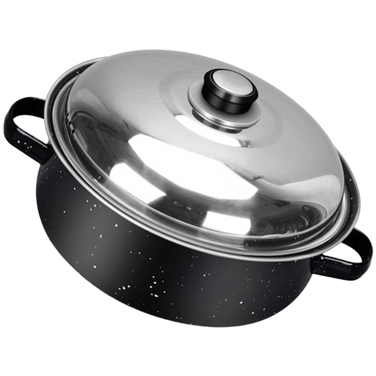 Kartoffeltopf aus Eisen mit Deckel Multifunktionaler Brattopf aus Emaille und Edelstahl Praktisches Design für Camping und Restaurant Verhindert Verrutschen der Speisen