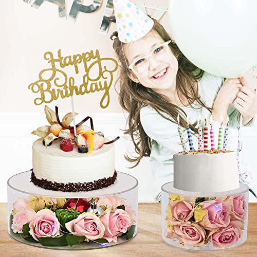 Tiryiuou Acrylic Fillable Cake Stand 2Pcs Round Cake Riser Tier Clear Decorative Centerpiece Cake Display Boxes For Wedding Party Birthday (One 10" Dx 4" H, One 6" Dx 4" H ) #TOP2
