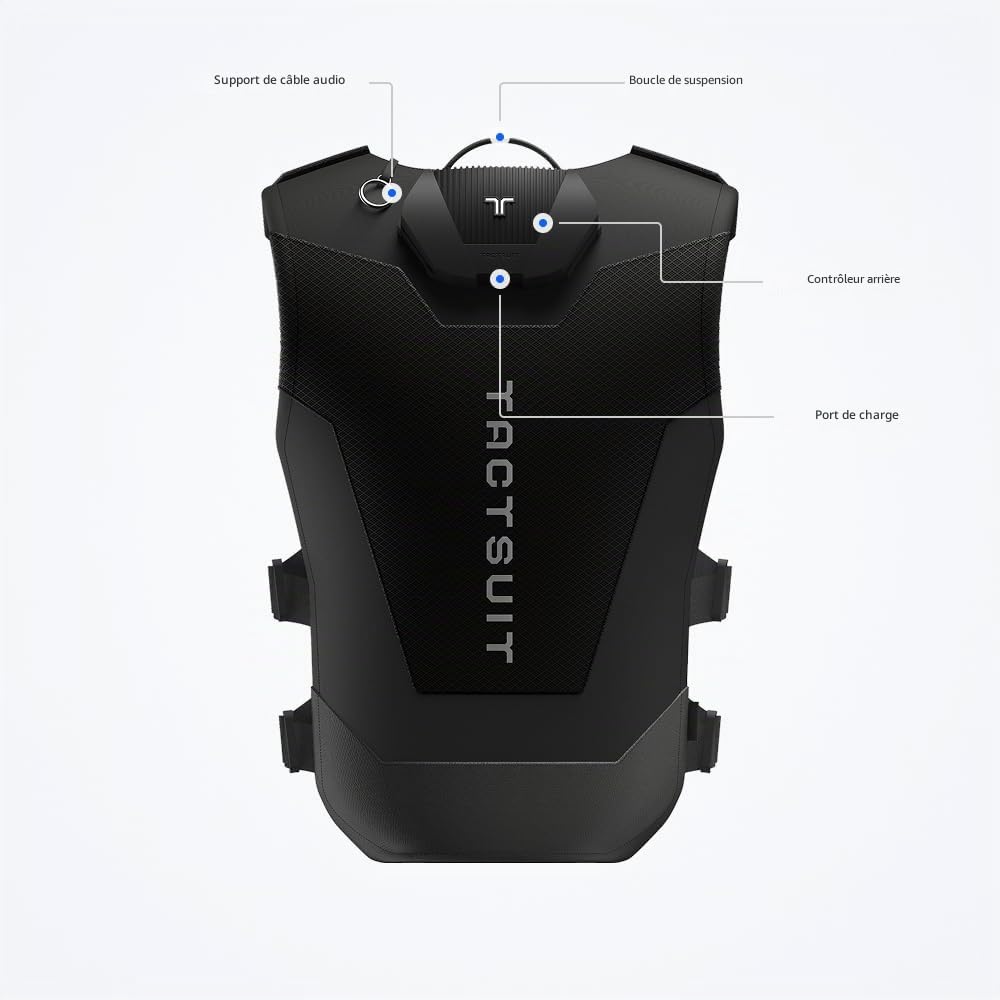 bHaptics TactSuit Pro, Veste haptique avec 32 moteurs, 13,5 heures de temps de jeu, 66-127 cm, Noir