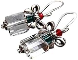 Crystal Christmas Present Silvertone Dangle Earrings Holiday Jewelry Gift for Women