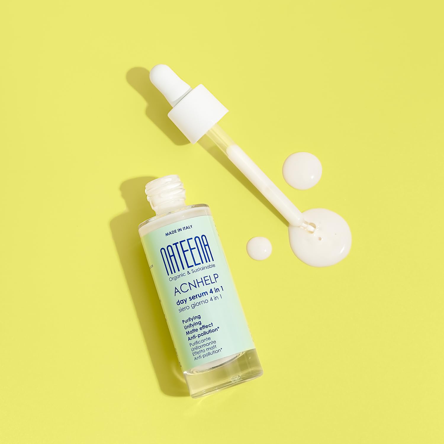 Acnhelp day serum 4 in 1,Tratamiento ecológico para el Acne Facial Control de Brillos y granos Y protección contra la contaminación