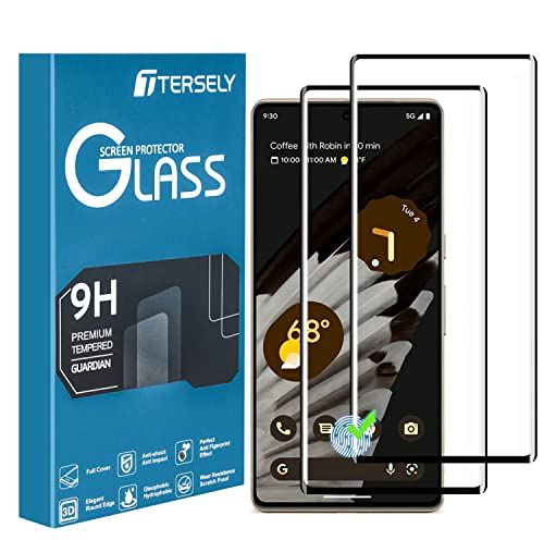 T Tersely [2 Pack] Tempered Glass Screen Protector for Google Pixel 7 Pro (6.7 inch), Support Fingerprint Unlock Full Cover Protector Curved for Google Pixel 7 Pro [Easy Installation] [Bubble Free]