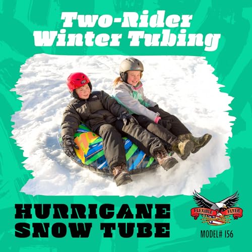 Flexible Flyer 56\" Hurricane Snow Tube - 2-Person Round Inflatable Snow Sled and Water Pool Float for Year Round Fun - Double Sled with Handles for Kids and Adults, Heavy Duty Construction