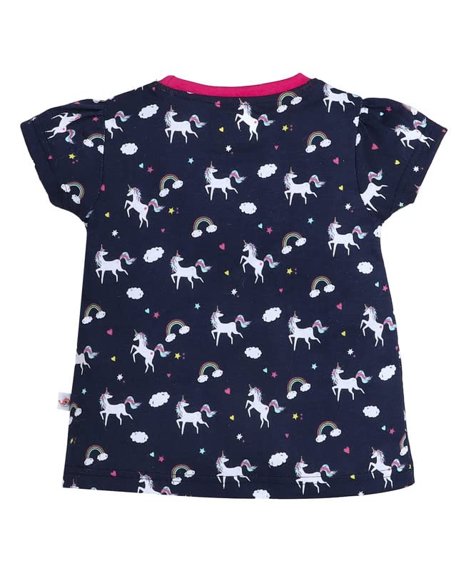 Image of BUMZEE Navy & Pink Girls Half Sleeves T-Shirt & Short Set