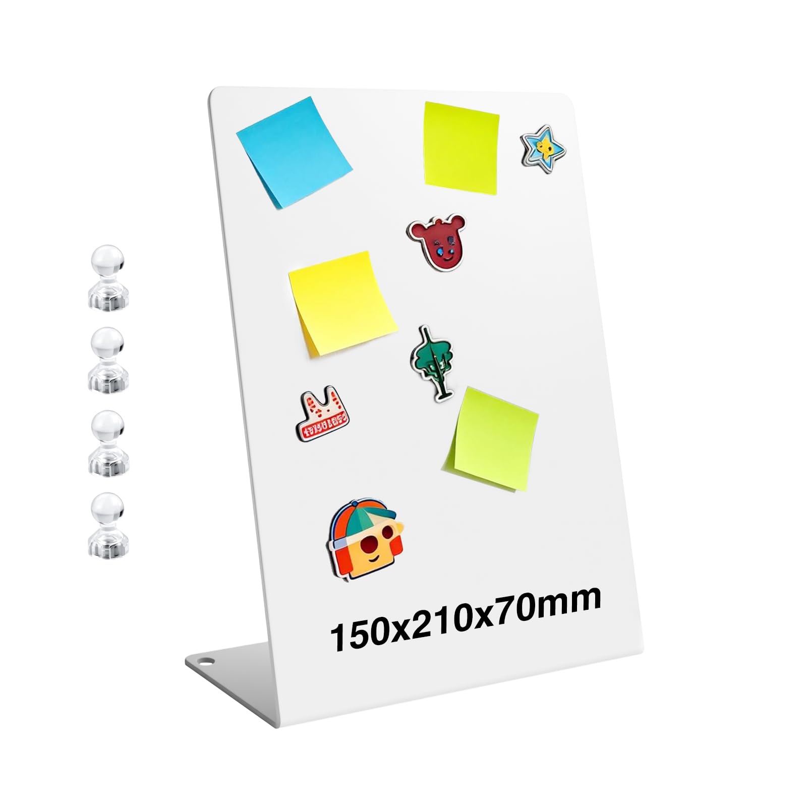 Tabletop Memo Board Magnetic, Magnet Display Stand Metal 8.27 × 5.91in Small Magnetic Bulletin Board with Stand for Office Home Kitchen School (White)