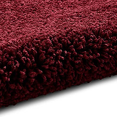 Image of Premium Polyester Shaggy Round Rug - Ultra Soft Fluffy Circle Carpet for Bedroom, Living Room, Kids Room, Anti-Skid Plush Floor Rug - (Maroon, 6 feet|180cm)