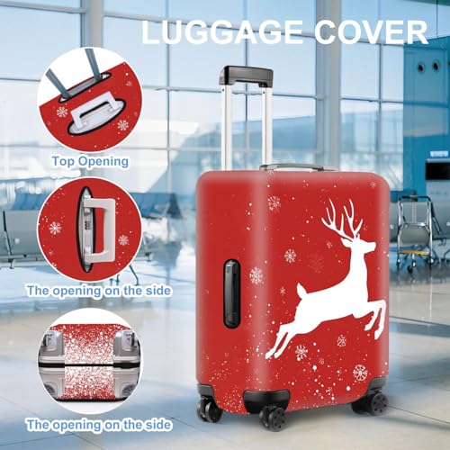 Image of Luggage Cover Suitcase Protector - Christmas & Cute Animal Travel Sleeve, Stretchable Waterproof Baggage Cover,M