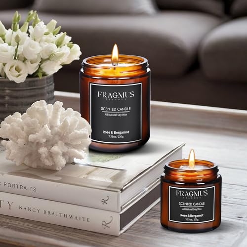 Fragmus FR01-100 Scented Candles Rose Bergamot Scents, Romantic Candles Gift For Women, Aromatherapy Jars Fall Candle thumb #5