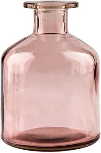 Glass Bud Vase, 1pc Small Vases for Flowers, Decorative Glass Bottles, Mini Flower Vases Centerpiece for Wedding, Vintage Vase for Rustic Home Decor, Living Room, Office Desk (250ml-pink)