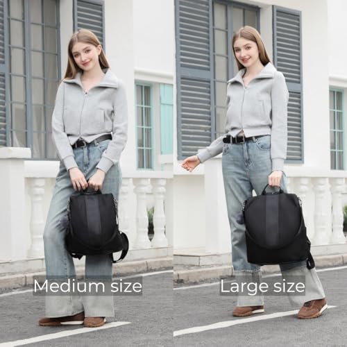 Miss Lulu Mochila Antirrobo de PU para Mujer - Mochila de Gran Capacidad con Múltiples Bolsillos, Convertible en Bolso de Hombro para Trabajo, Viaje y Uso Diario - imagen 2