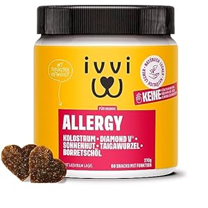 ivvi Allergy for Dogs – Against Allergies & Itching and Strengthening the Immune System – 60 Delicious Snacks (270 g) with Salmon