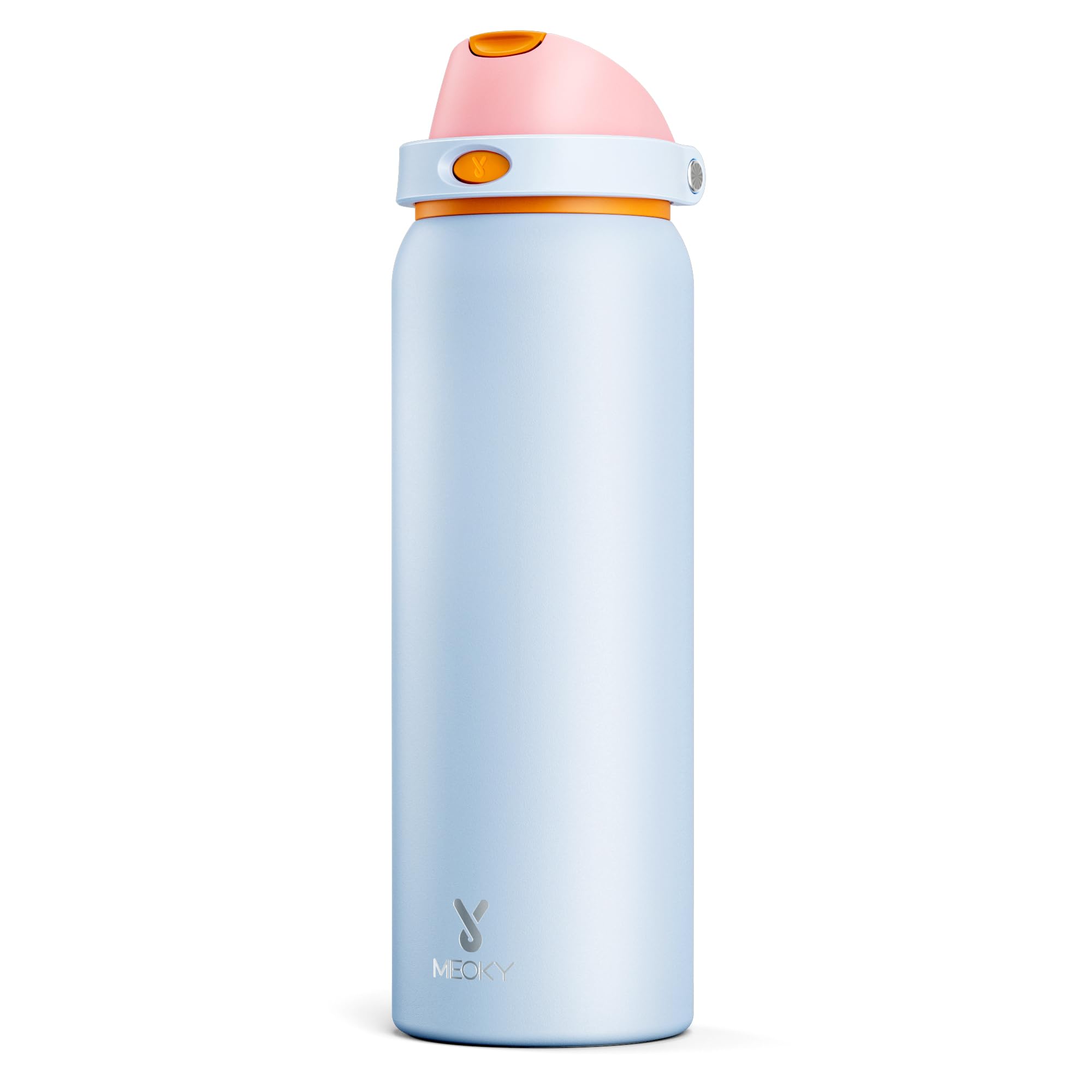 40 oz Insulated Water Bottle with Straw: Meoky Stainless Steel Metal Water Bottle with 2-in-1 Lid - Leak Proof, Cold for 24 Hours, Protective Silicone Base, BPA-Free for Gym Sports, Periwinkle