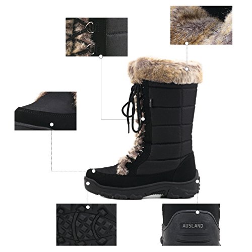 Ausland Shenda Women's Mid-Calf Oxford Fabric Snow Boots E7623 Black 10.5Us/41Eu #TOP6