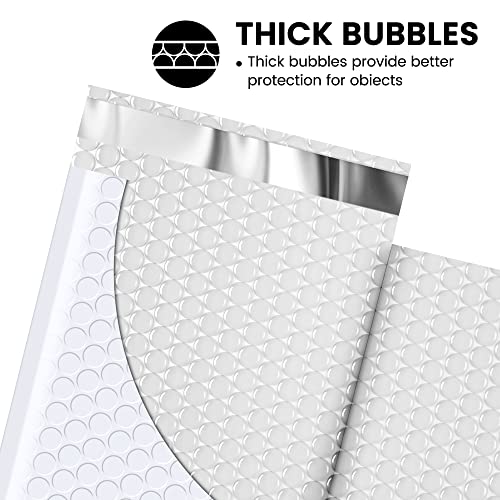Image of Fuxury Bubble Mailers 4x8 inch 500 Pack Wihte Self Seal Padded Envelopes Bulk | Usable Size 4x7 inch Bubble Mailing Envelopes Opaque Padded Mailers Shipping Bags for Mailing Jewelry Makeup Small Business