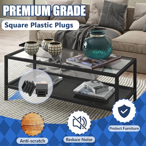 Image of Litoexpe 32 Pack 3 /4 Inch Square Plastic Plug, Black Tubing End Caps Plugs Insert End Caps for Square Tube and Furniture Legs
