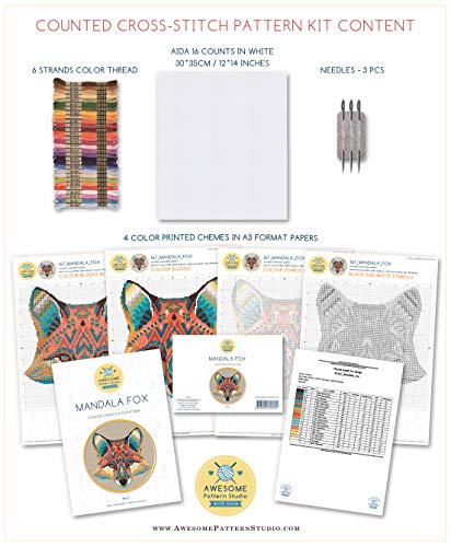 Image of Zion National Park K423 Counted Cross Stitch KIT#2. Threads, Needles, Fabric, Clippers, Needle Threader and Printed Pattern Inside. Embroidery Pattern Kit