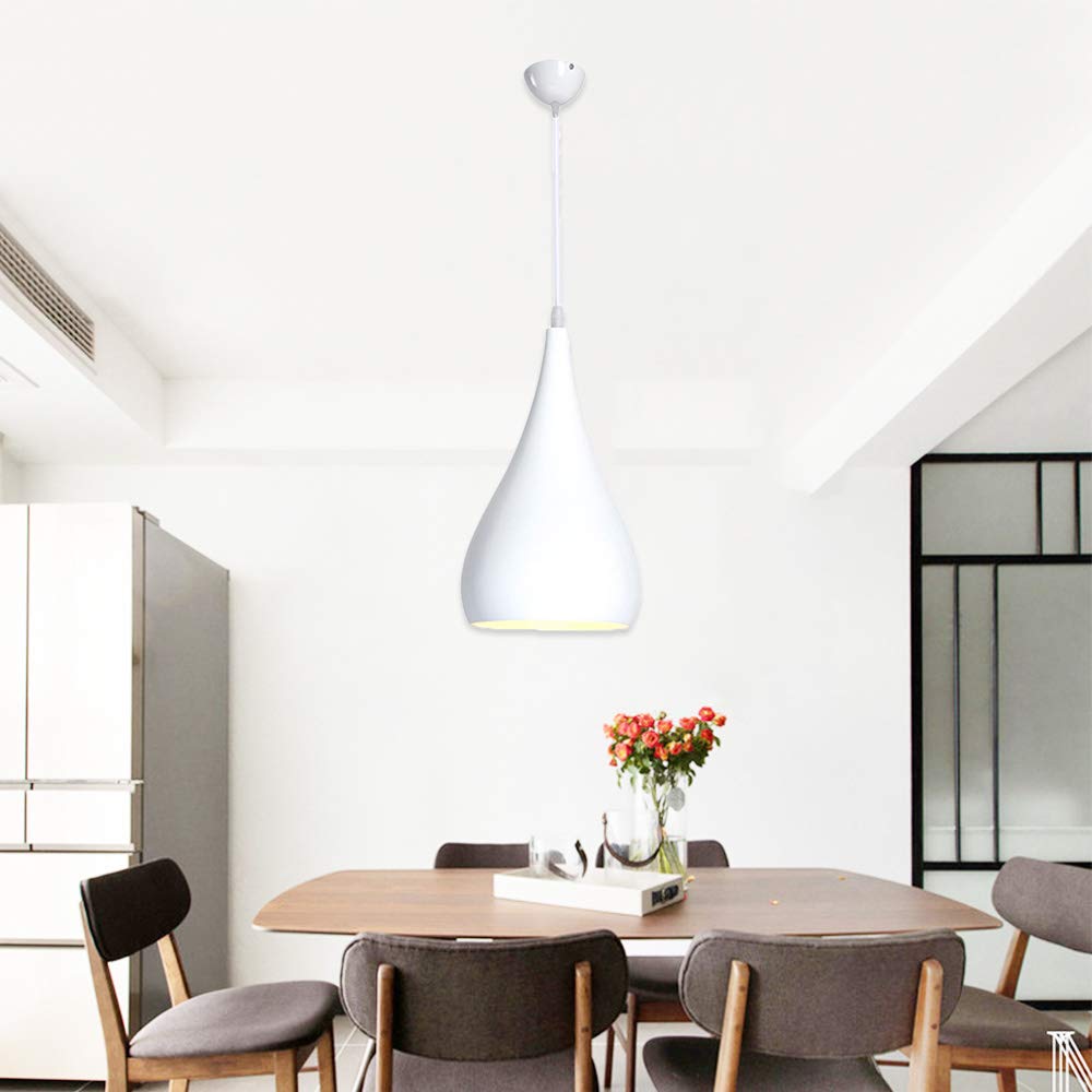 ChaoZan Chandelier Pendant Lighting Aluminum lampshade White Modern Living Room Dining Room Cafe bar Decoration Lamps E27 Hanging lamp Metal Ceiling Light for Restaurant Home Bedroom Kitchen Hallway