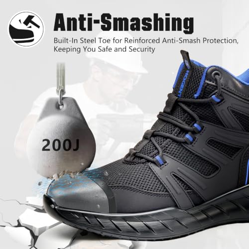 Hogent Steel Toe Boots for Men, Cushioned Safety Work Shoes - image 2