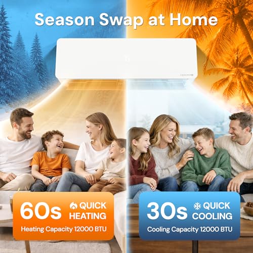 12000 BTU Mini Split Air Conditioner Heat Pump, 115V 20 SEER2 Ductless Inverter System Works with Alexa and WiFi, Cools  - Additional View