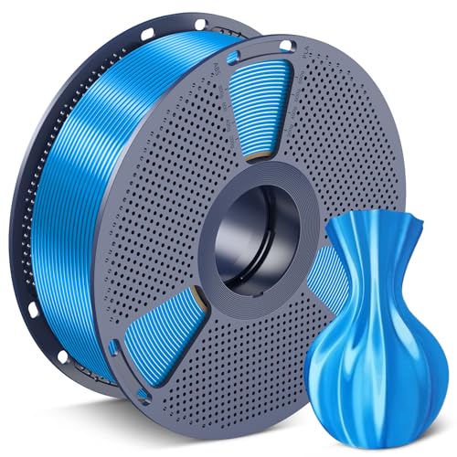 Image of SUNLU Silk PLA Filament 1.75mm, Neatly Wound Shiny PLA 3D Printer Filament, Dimensional Accuracy + /- 0.02mm, Fit Most 3D Printers,Good Vacuum Packaging, 1kg Spool(2.2lbs), Silky Blue