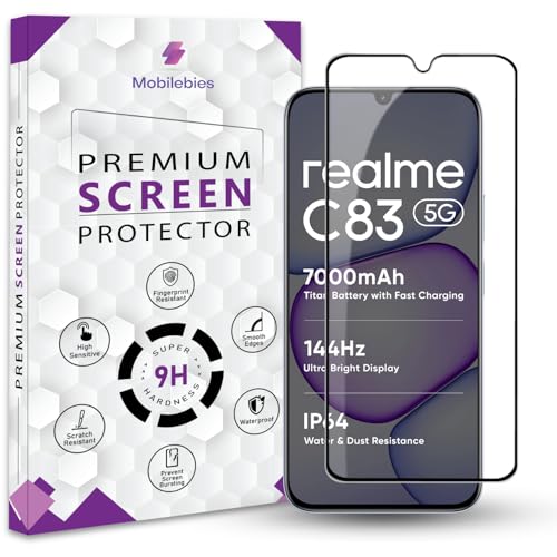 Image of Premium Tempered Glass Screen Protector Guard For Realme C83 5G (6.8 Inch, Pack of 1) | Edge to Edge Coverage With Easy to installation kit