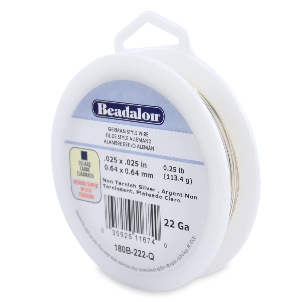 Beadalon 22-Gauge odporny na matowienie srebrny kwadratowy drut, 0,5 kg