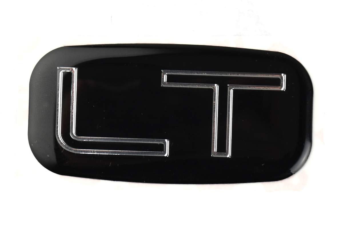 2 szt. emblematów LT naklejka 3D zamiennik tabliczki znamionowej do 99-07 Chevrolet Silverado Suburban Tahoe Chevy GM (chrom/czarny)