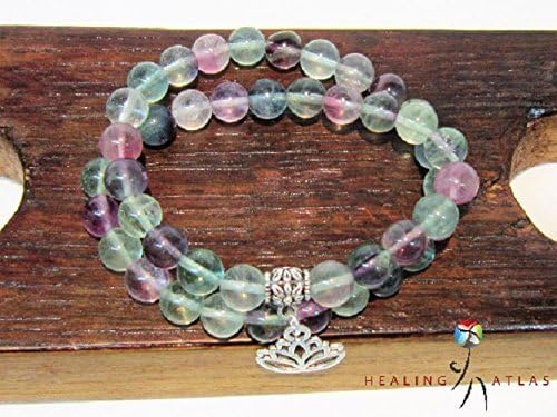 Fluorite Double Wrap Mala 45 Bead Agesta Healing Code Bracelet Fluorite Wrap Bracelet Fluorite Crown Chakra Meditation Yoga Mala Bracelet