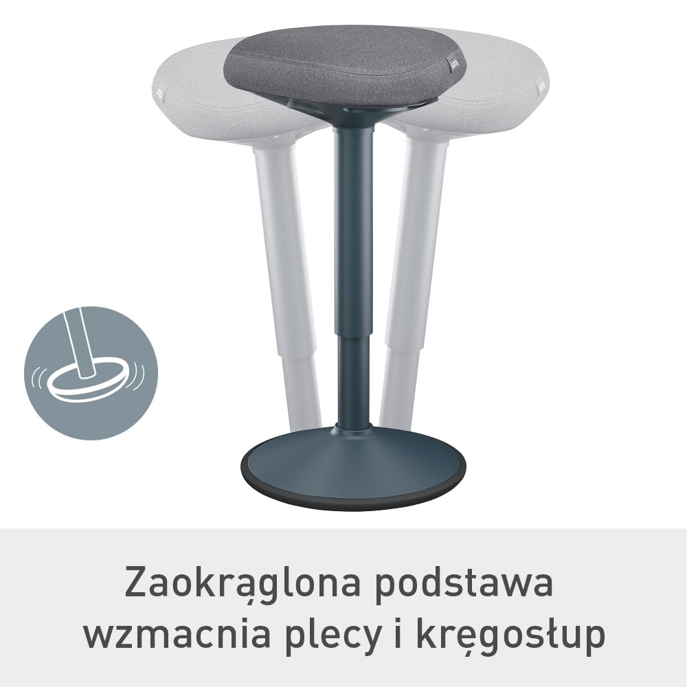 Stołek Leitz Ergo Active z Unikalną Komfortową Poduszką z Pianki o Podwójnej Gęstości, Regulowana Wysokość od 57 do 82cm, Siedzisko w 100% z Recyklingu, Udźwig 110kg, Seria Ergo, Ciemnoszary, 65450089