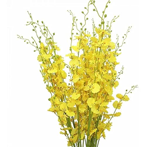 10 Galhos de Orquídeas Chuva de Ouro Artificial para Decoração