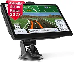 NEWFUN GPS camiões profissionais, 7 polegadas GPS carro, navegador GPS carro, GPS camiões profissionais, 2022 atualizações de mapas da Europa para toda a vida, para camiões e carros