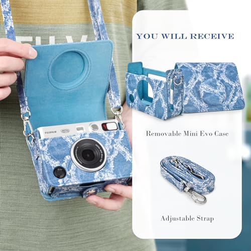 Rieibi Camera Case for Fujifilm Mini EVO, Vintage PU Leather Protective Case for Fuji Mini EVO Instant Camera - Image 3