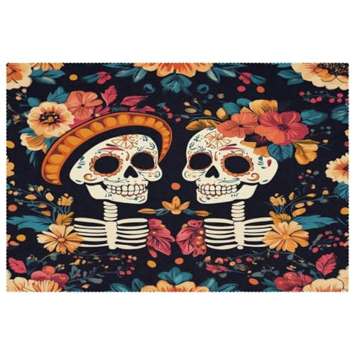 Sets de table de qualité supérieure motif squelette fleuri