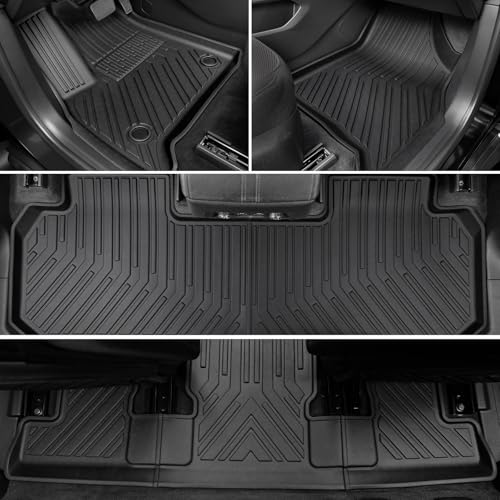 Image of Floor Mats for Chevy Traverse 2018-2023, All Weather Floor Mats Trunk Cargo Liner with Backrest Protectors Accessories, Full Coverage Set (Fit 7 Seats)