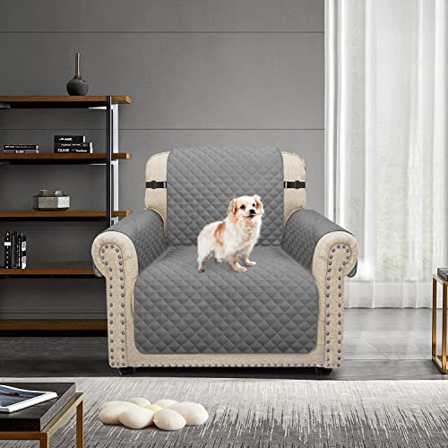 Granbest Waterproof Sofa Cover 1 Seater Non-Slip Armchair Cover with Elastic Straps, Washable Sofa Protector for Kids Pets - Image 2