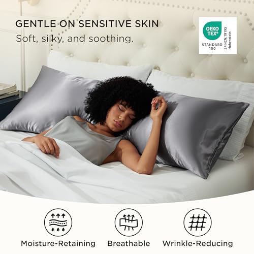 Image of Bedsure Satin Body Pillow Cover with Zipper,Soft Silky Pillowcase