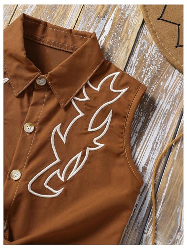 MakeMeChic Girl's Vest Top Sleeveless Button Down Collared Embroidery Vintage Cowgirl Summer Blouse Shirt3