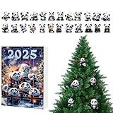24 Tage Panda Weihnachtskalender Advent,24 Tage Panda Ornamente Countdown Kalender 2025-2D Acryl Tier Ornamente für Weihnachtsbaum Fenster Wand Tür Auto Rückspiegel Rucksack Dekor