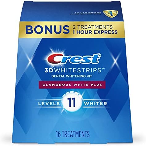 Crest 3D Whitestrips, Glamorous White, Teeth Whitening Strip Kit, 32 Strips (16 Count Pack) -Packaging may vary