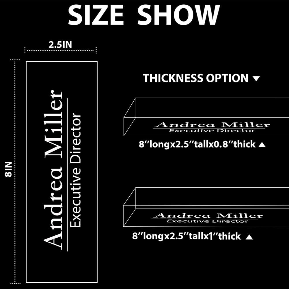 Name Plate for Desk, Office Table Plate Personalized, 8 inch x 2.5 inch Acrylic Desktop Accessories, Office Gifts for Coworkers Boss Teacher, Employee Appreciation Gifts, Professional Desk Name Title, Clear Acrylic, Title Display - Image 4