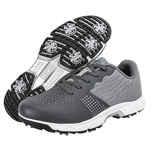 Image of THESTRON Men Golf Shoes Mesh Breathable Breathable Golf Walking Sport Sneakers 7 Spikes Golf Trainers