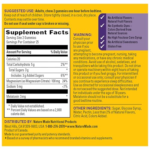 Nature Made Melatonin + Magnesium Gummies, Melatonin 3mg, 50 Gummies - image 9