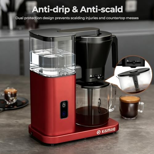 Kismile 8 Cup Drip Coffee Maker, SCA Certified Hot & Cold Brew Coffee Machine, Fast Heating to 197–205℉, 40 Min Keep Warm, Adjustable Flow Control, Easy to Clean - 4