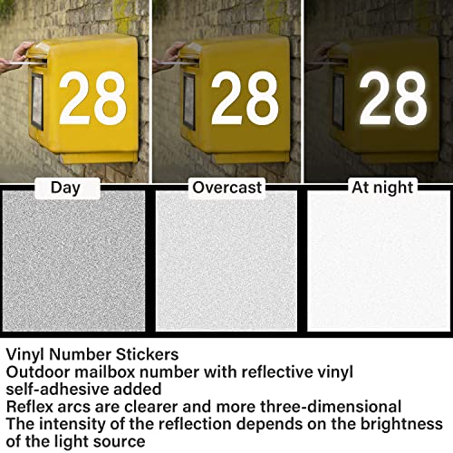 50 Pcs Mailbox Numbers For Outside, Mailbox Numbers Reflective, 3 Inch Vinyl Waterproof Number Self Adhesive Sticker For Signs, Door, Trucks, Home, Business, Address, House Numbers For Mailbox (0-9) (White) #TOP4